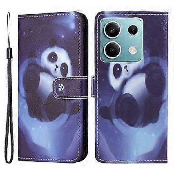 För Xiaomi Redmi Note 13 4G Mobilskal Läder 3D Mönster Magnetiskt Fodral (Panda)