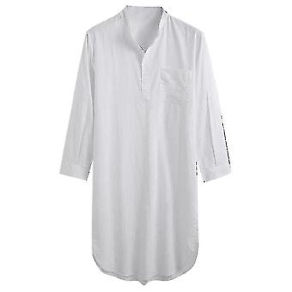 Søvnkjole i bomull for menn -r (2XL Hvit)