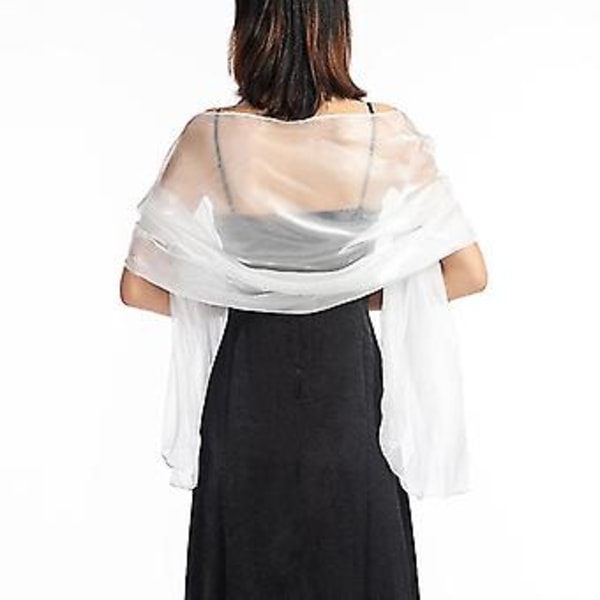 Women's Evening Dress Wedding Shawl Solid Color Party Shawl Tulle Scarf( rice white)