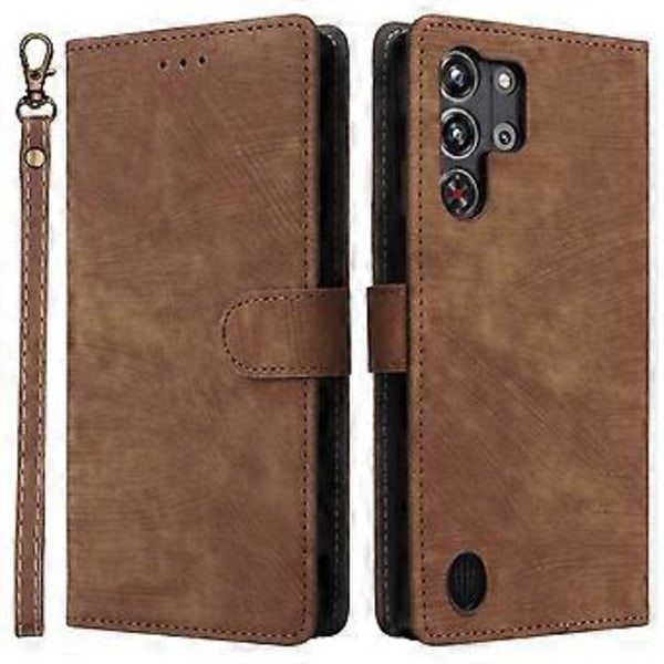 Til ZTE nubia Red Magic 10 Pro 5G/10 Pro+ 5G Wallet Case RFID-blokering PU Læder Cover Stand View (Brun)