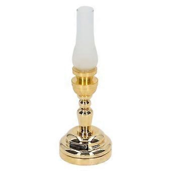 Dukkehustablelampe 1:12 Metall LED Realistisk Mini Retro Matt Skjerm Bordlampe til Dekorasjon( )