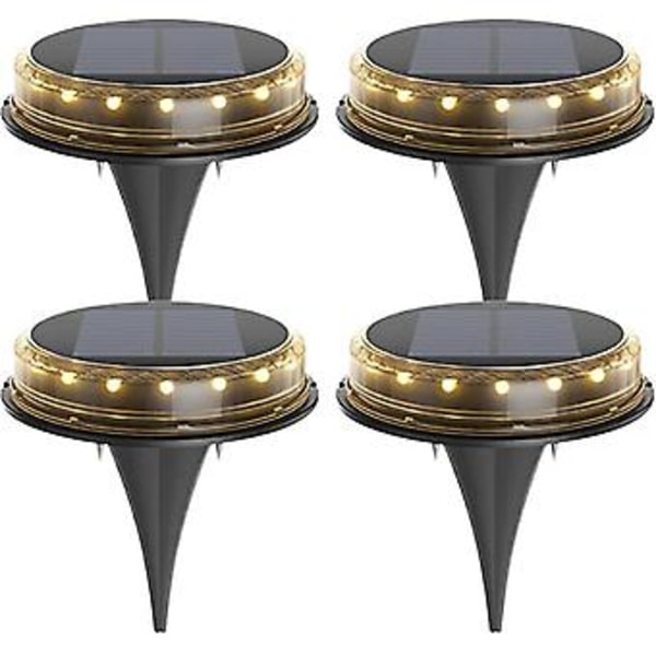 1/2/4 stk Runde Solcelleladede Nedgravde Lys Stilige Dekorative Jordlys for Parker Plenområder Patioer (1 stk Hvit Lys)