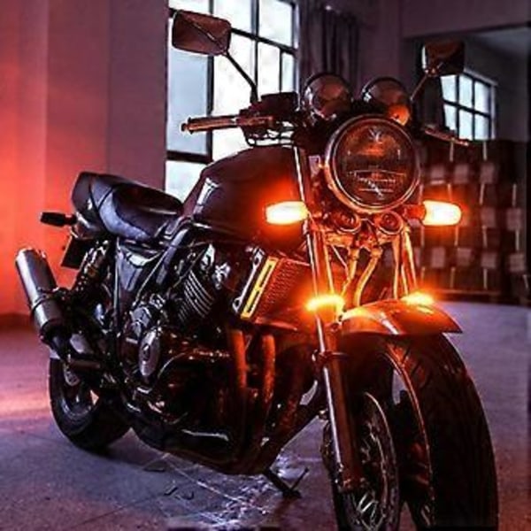 2 stk. Fleksible Switchback Tofarget Motorsykkel LED Gaffel Blinklys DRL Kjørelys