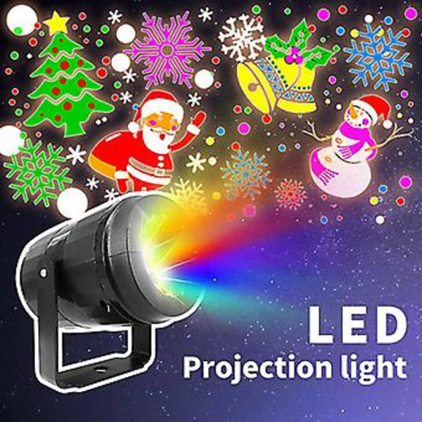 Julelys med LED-projeksjon 16 Julerutiner Laserlys Projektorlampe (EU-plugg)