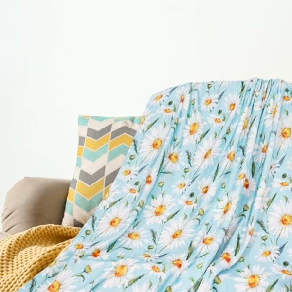 Blomsteret Fuzzy Tæppe Akvarel Daisy Blomster Kast Tæppe Blå Dekorativ Blød Hyggelig Flannel Tæppe til Hjem Seng Sofa