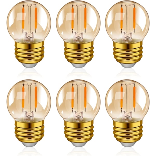 G40 LED Retro Edison Filament Ljuskälla Mini Globe 1W (E27, 6 pack)