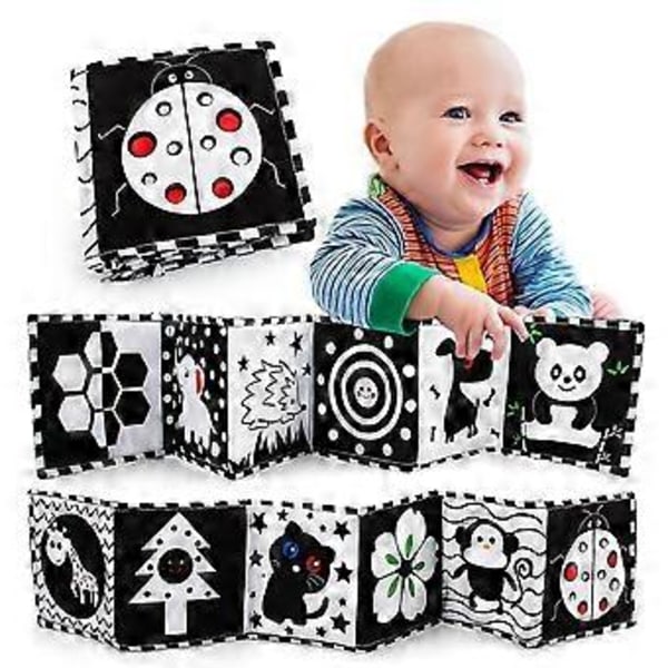 Svartvit Sensorisk Babyleksak Mjuk Bok För Tidig Utbildning, Mage Träning Leksaker För Spädbarn 1st (Skalbagge)