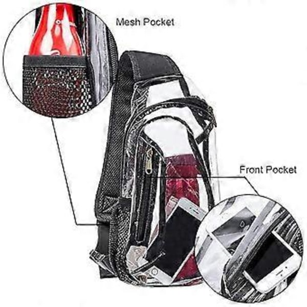 Kirkas Sling Bag, Stadionhyväksytty Kirkas Laukku, Läpinäkyvä Rintareppu Retkeilyyn, Stadionille tai Konsertteihin Läpinäkyvä Olkalaukku Crossbody Reppu Rinta C