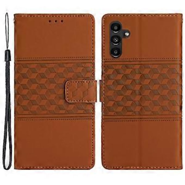 Til Samsung Galaxy A35 5G Telefon Cover Præget Rombe Tegnebog Stativ Læder Cover (Style B)