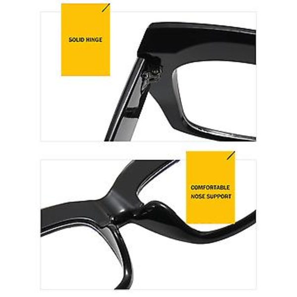 Store, Overdimensjonerte, Fet Ramme, Klare Linser, Anti-UV Blokkerer Blending, Øye Beskyttelse For Anti-Tretthet, Unisex Bruk (2)