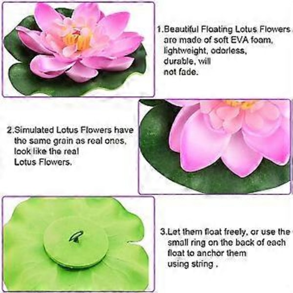 Dam Pynt, Flydende Blomster Realistisk Design Langvarig Holdbarhed til Have Dekoration, Akvarium Indretning (5 stk)