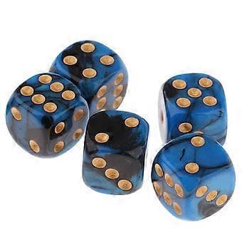 2-4-pack 5x6-sidiga speltärningar 16 mm tärningar för brädspel och matematikundervisning Mörk (2 st)