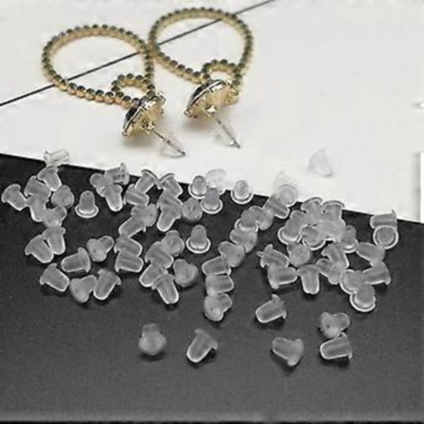 200 stk Myke Silikon Gummiearringstopper Anti-Fall Ørepynt Tilbehør Holdbare Gjenbrukbare Stud Ørepynt DIY Smykkeproduksjon ( )