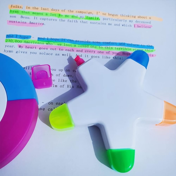 3-pakning fluorescerende highlightere, kronblad highlightere, stjerneblomst highlightere, runde akvarellpenner for studentkontor