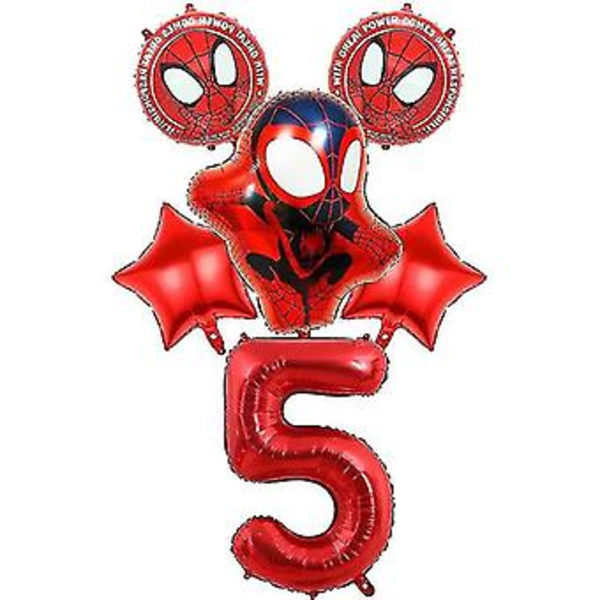 Spidey ja Hämmästyttävät Ystävät Syntymäpäiväkoristeet Hämähäkkimiehen Teemalla Pöytäastiat Kupit Lautasen Spidey Ilmapallo Tarvikkeet Lapsille (numeroilmapallo 5)