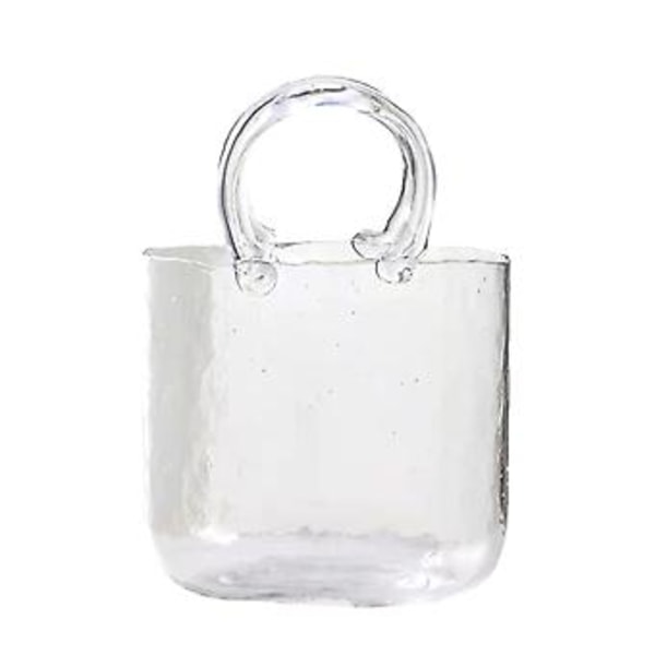 Klar glassvase med håndtak og bobler, elegant veskedesign, flott som fiskebolle og dekorasjon til bryllup, fest, hjem (transparent farge)