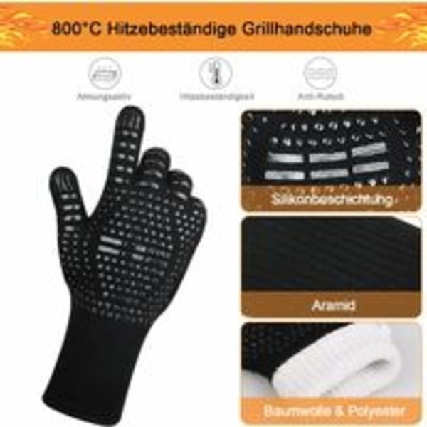 BBQ-hansker, Varmebestandige Ovn-hansker Opptil 800°C, Varmebestandige