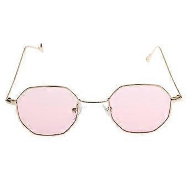 Vintage Briller Solbriller Runde Goggles Unisex - Svart( Rosa)