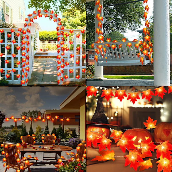 Ljuskedja med lönnlöv, 20 LED 3M höstlöv ljusslinga fladdermus