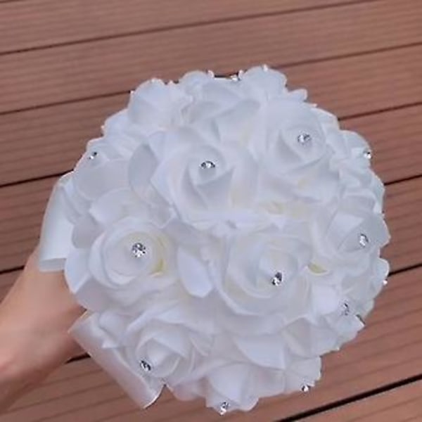 Pe Rose Brudepige Bryllup Skum Blomster Brudebuket Bånd Falsk De Noiva (Lilla)