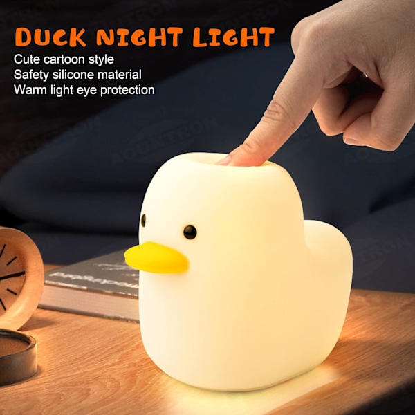 Laddningsbar Andlampa i Form av En Anka, Barnlampa med Trycksensor