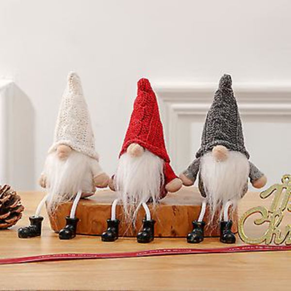 3 st juldockor utan ansikte, söta sittande figurer, gamla män, prydnadsföremål (Färgglada (3 st))