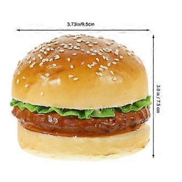2 stk. Simuleringsmodell av falsk burger, kunstig burgermodell for utstilling, kunstig brødmodell