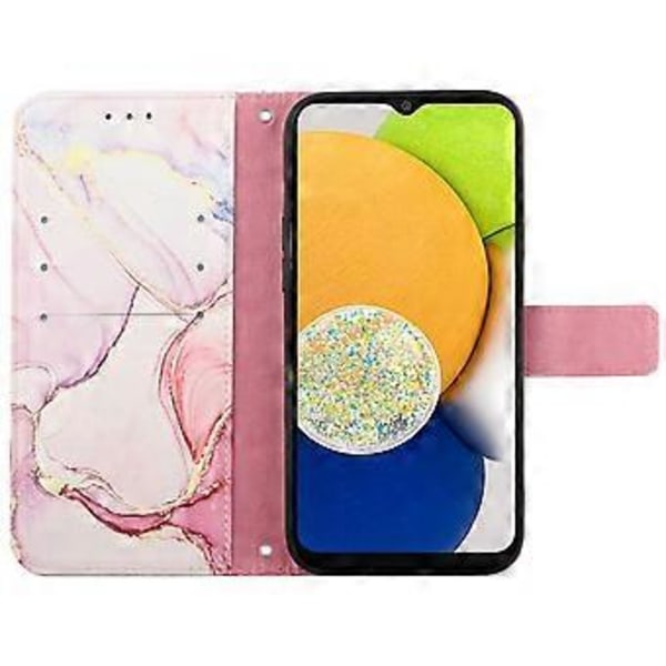Skal för Samsung Galaxy S24 Ultra med Rem Marmormönster Läder Telefonskal Korthållare (Roséguld LS005)