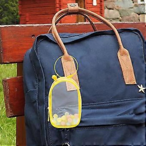 Genomskinlig Figur Display Väska Portabel Dockförvaringsväska Dammtät Nyckelring Liten Påse Ryggsäck Dekor Mini Dockfigur Display Väska (Gul)