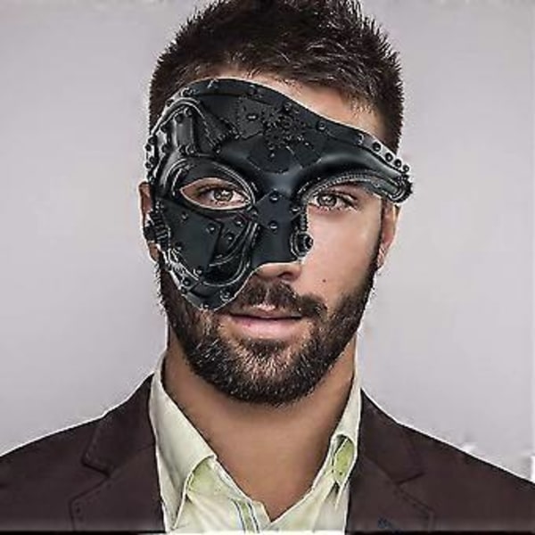 Cyberpunk mask Steampunk Metall Cyborg Venetiansk Mask, Maskeradmask För Halloween Kostym