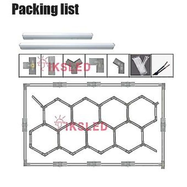 Honeycomb LED-lampor 6500K för verkstad, gym, detaljhandel, hexagrid-system, plug-in för bilreparation, LED-verkstad (IKS-15B)