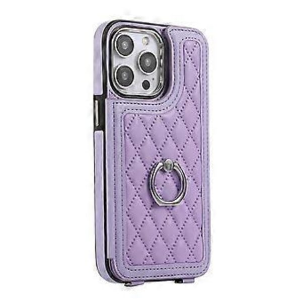 Skal för iPhone 16 Pro Max TPU+PU Läder Telefonskydd med Ringstativ och Axelrem (Stil A)