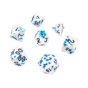 7 stk. farveskiftende terninger D4 D6 D8 D10 D12 D20 akryl rollespilsparty (blå prik)