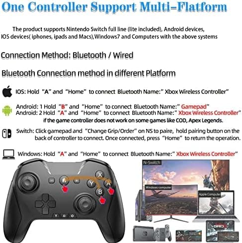 Bluetooth-controller til Switch/Mac/PC/Steam/mobiltelefon/iOS/Android//TV/iPad/bord/Apple Arcade MFi-spil, switch pro