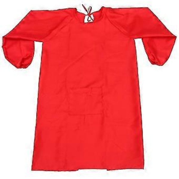 1kpl Pitkähihainen Esiliina Maalaustakki Piirustus Taide Essu Vaatteiden Suoja Lapsille/bl(XL(140-155cm) Punainen)