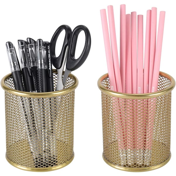 2-pack pennhållare för skrivbord, pennställ för skrivbord, kontorsmaterial skrivbordsorganisatörer och tillbehör organisation, sminkborste