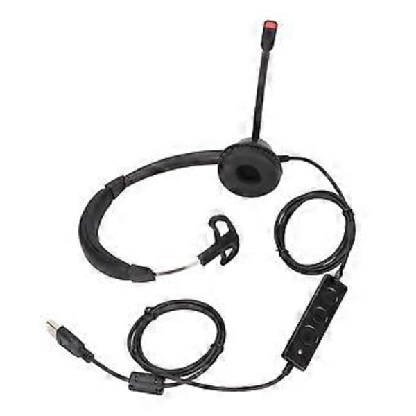 Enkelsidig Telefonheadset Brusreducering Volymjustering Tyst USB Business Headset med Mikrofon Svart H390USB1( )