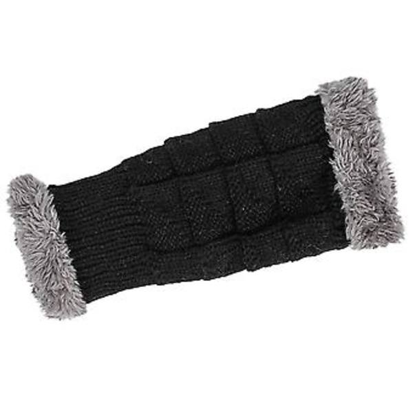 1 Par Fingerlösa Armhandledsvantar Fuzzy Stickade Vantar Handvärmare Vintervantar (Svart)