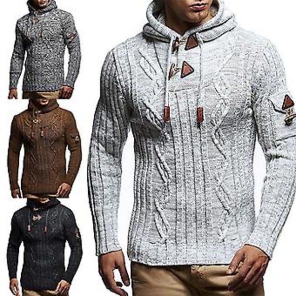 Huvtröja med huva, långärmad, akrylfiber, bekväm stretch, vintertröja för skridskoåkning (L Grå)