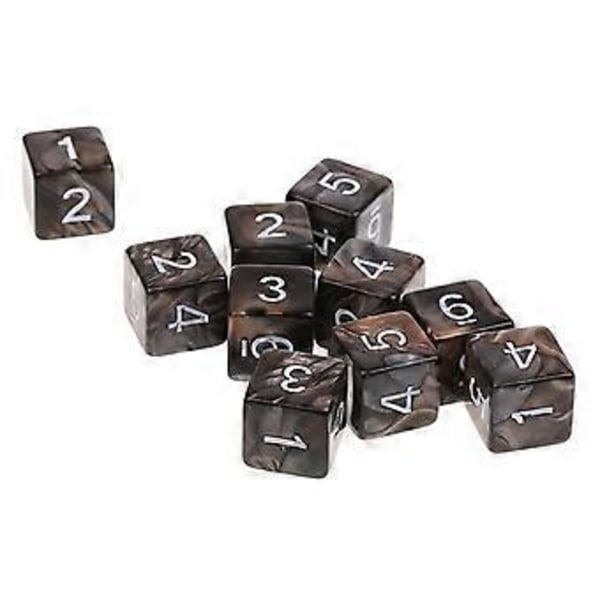 10 stk. D6 Polyedriske Terninger Pakke for DND Festspillrekvisitt (Grå Kaffe)