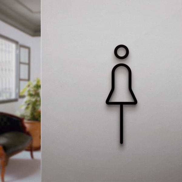 2 stk. sorte toiletskilte - skilt til vaskeromdør - vægmærkat