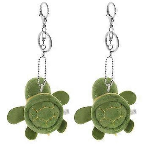 2 stk. Fluffy Nøglering Plys Skildpadde Nøglering Udstoppede Dyr Nøglering Taske Hængende Nøglering