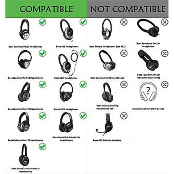 Erekksjonsputer for Bose Quietcomfort Qc2 Qc15 Qc25 Qc35 Soundlink Around-ear Ae2 Ae2i Ae2w Hodetelefoner (Grå Blå)