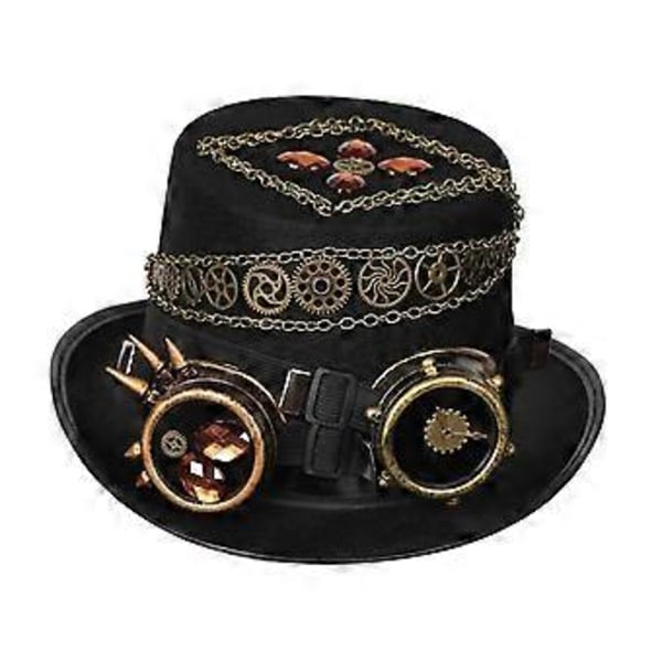 Steampunk Høj Hat Gotisk Høj Hat Mænd Kvinder Hovedbeklædning Nyhed Steam Punk Hat Halloween Kostume Hat til Mardi Gras Cosplay Scene Show (58-59cm)
