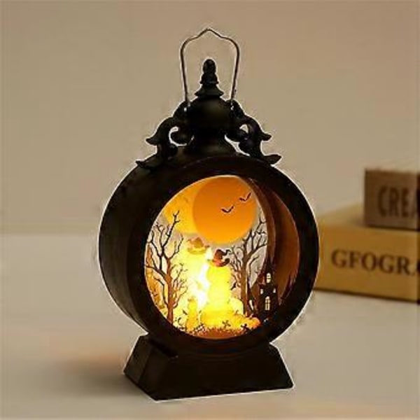 Halloween Dekorativ Stillampa Retro Rund Bärbar Lampa Led Elektroniskt Ljus (pumpa)