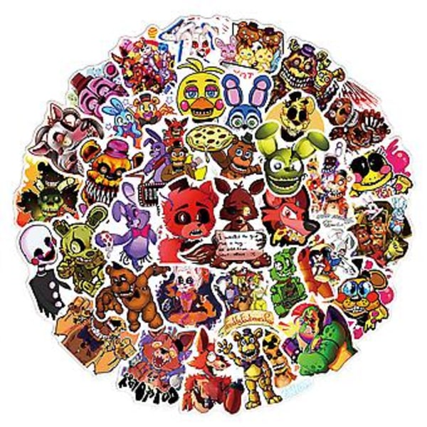 Five Nights At Freddy's Klistermärken, 50-pack Fnaf Coola Spelklistermärken för Laptop Vattenflaska Bagage, Vattentäta Klistermärken för Barn Vuxna Tonåringar ( )