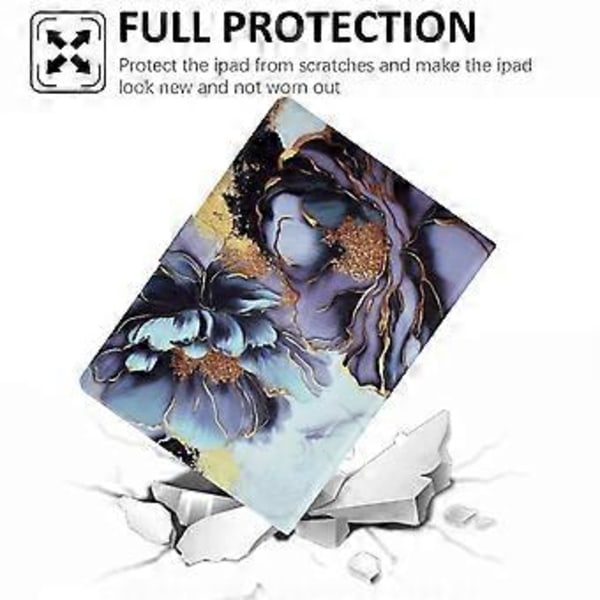 Fodral för iPad (2025) / 10.9 (2022) med kortfack, mönstertryckt stötsäkert läder surfplattafodral (Pionblomma)
