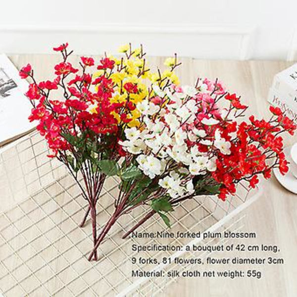 Konstgjord Körsbärsblomgren med Plommonblommor och Persika, Sidenblomma för Hemmet, Bröllop, Dekoration ( )