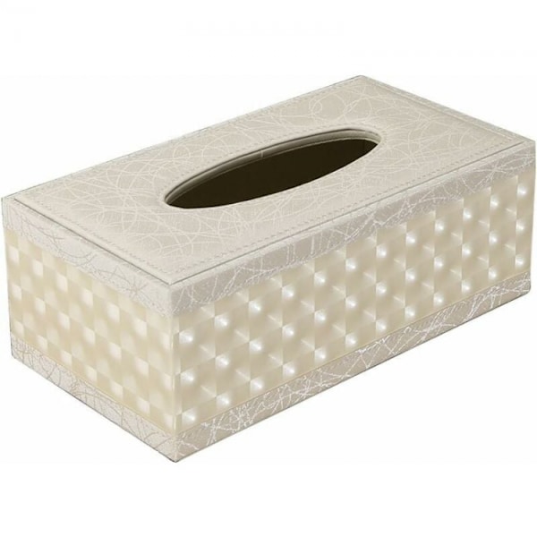 (Beige) Rektangulær PU Læder Servietboks