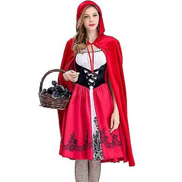 Rödluvan Cosplay Partydräkt Karneval Kvinna Kappa Kappe Fint Klä Upp (L)